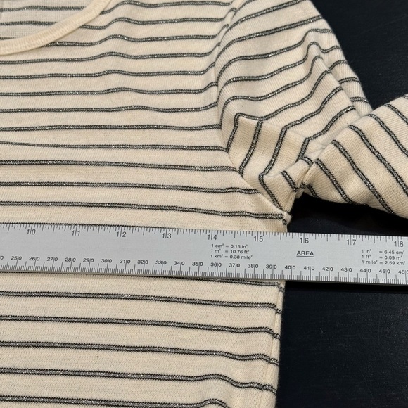 NWT Current Elliott Off White Metallic Striped Quince Midi Dress Womens Small - Picture 10 of 13